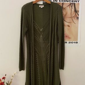 Long Green Crochet Jacket